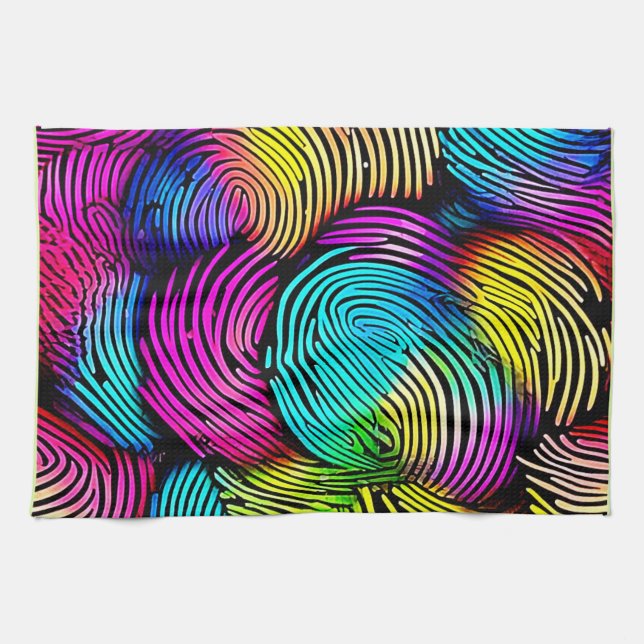 Rainbow Fingerprint Dreams Tea Towel (Horizontal)