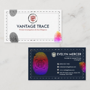 Rainbow Fingerprint Private Investigator Business Card