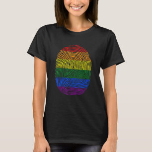 Rainbow Fingerprint Rainbow Pride Flag Support Lgb T-Shirt
