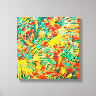 Rainbow Fireworks Celebration Art Abstract Canvas Print
