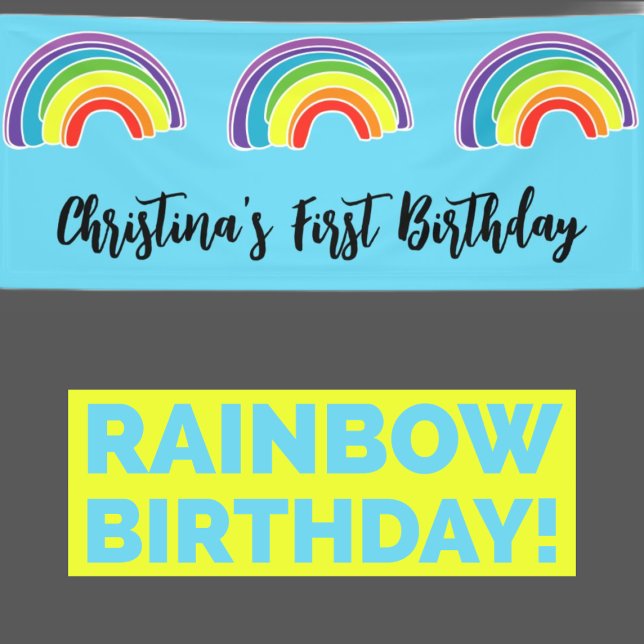 Rainbow First Birthday  Banner (Creator Uploaded)