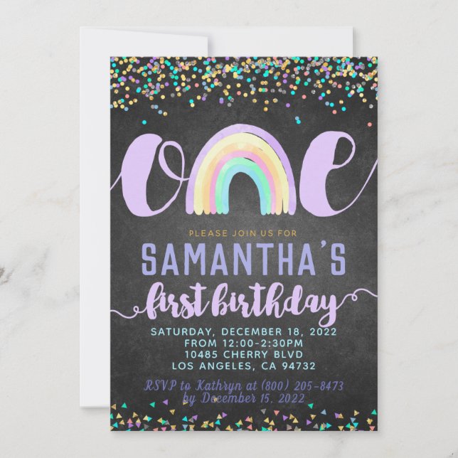 Rainbow First Birthday Invitation (Front)