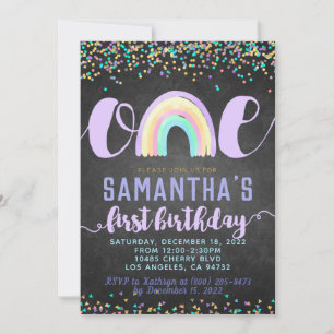 Rainbow First Birthday Invitation