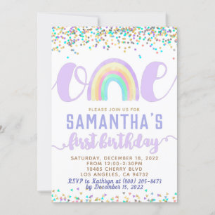 Rainbow First Birthday Invitation