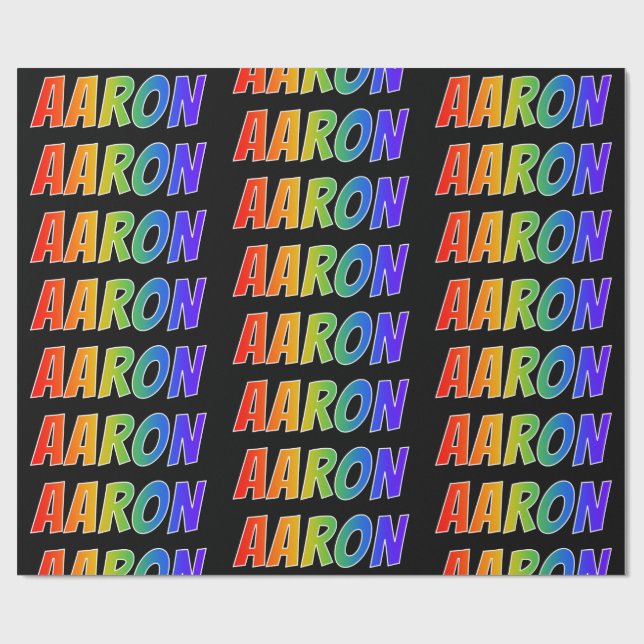 Rainbow First Name "AARON"; Fun & Colourful Wrapping Paper (Flat)