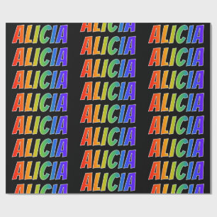 Rainbow First Name "ALICIA"; Fun & Colourful Wrapping Paper