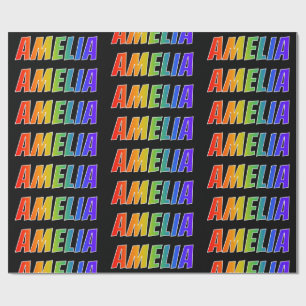 Rainbow First Name "AMELIA"; Fun & Colourful Wrapping Paper