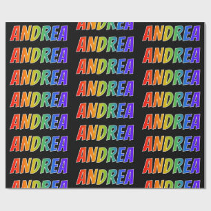 Rainbow First Name "ANDREA"; Fun & Colourful Wrapping Paper