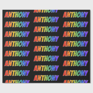 Rainbow First Name "ANTHONY"; Fun & Colourful Wrapping Paper