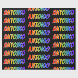 Rainbow First Name "ANTONIO"; Fun & Colourful Wrapping Paper