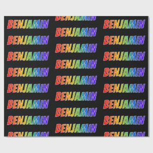Rainbow First Name "BENJAMIN"; Fun & Colourful Wrapping Paper