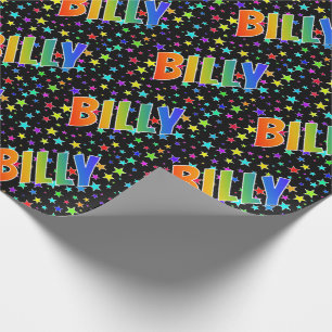 Rainbow First Name "BILLY" + Stars Wrapping Paper