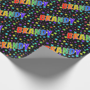 Rainbow First Name "BRANDY" + Stars Wrapping Paper