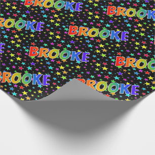 Rainbow First Name "BROOKE" + Stars Wrapping Paper