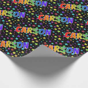 Rainbow First Name "CARSON" + Stars Wrapping Paper