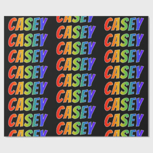 Rainbow First Name "CASEY"; Fun & Colourful Wrapping Paper