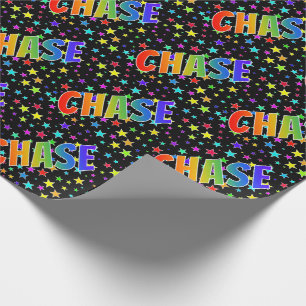 Rainbow First Name "CHASE" + Stars Wrapping Paper
