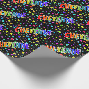 Rainbow First Name "CHEYENNE" + Stars Wrapping Paper