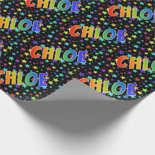 Rainbow First Name "CHLOE" + Stars Wrapping Paper