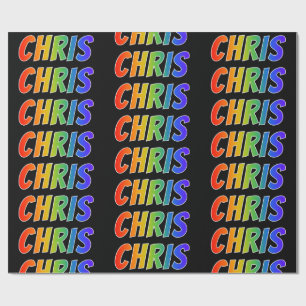 Rainbow First Name "CHRIS"; Fun & Colourful Wrapping Paper