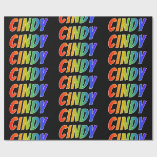 Rainbow First Name "CINDY"; Fun & Colourful Wrapping Paper