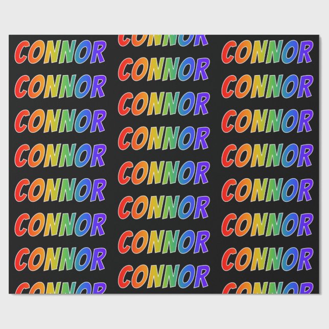Rainbow First Name "CONNOR"; Fun & Colourful Wrapping Paper (Flat)