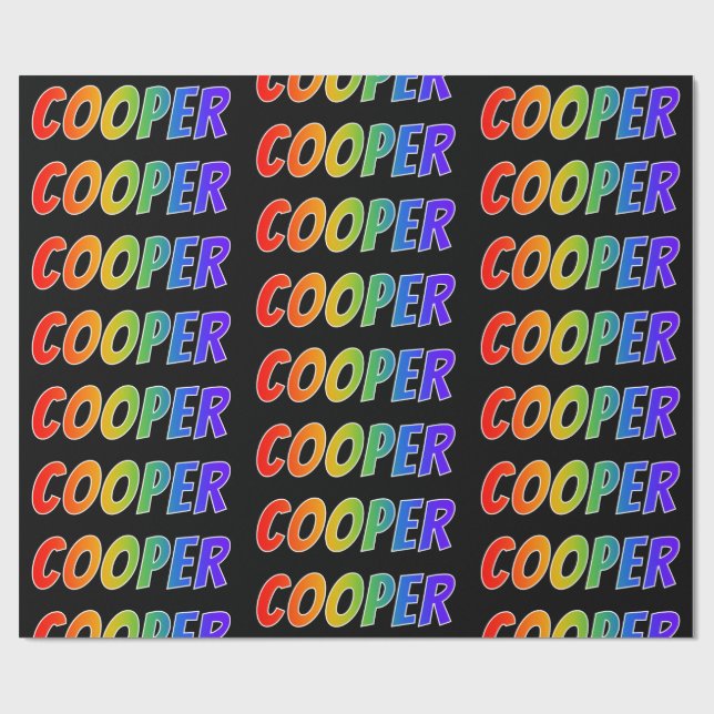 Rainbow First Name "COOPER"; Fun & Colourful Wrapping Paper (Flat)