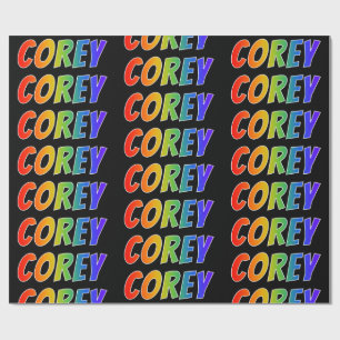 Rainbow First Name "COREY"; Fun & Colourful Wrapping Paper