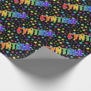 Rainbow First Name "CYNTHIA" + Stars Wrapping Paper