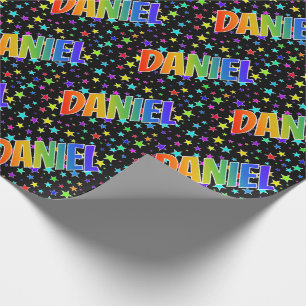 Rainbow First Name "DANIEL" + Stars Wrapping Paper