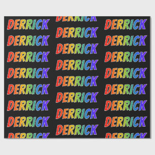 Rainbow First Name "DERRICK"; Fun & Colourful Wrapping Paper