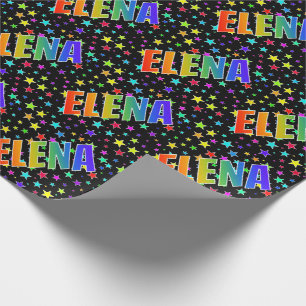 Rainbow First Name "ELENA" + Stars Wrapping Paper