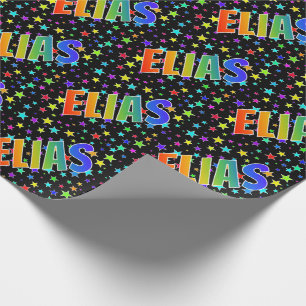 Rainbow First Name "ELIAS" + Stars Wrapping Paper