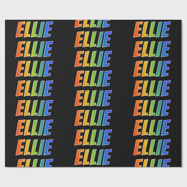 Rainbow First Name "ELLIE"; Fun & Colourful Wrapping Paper (Flat)