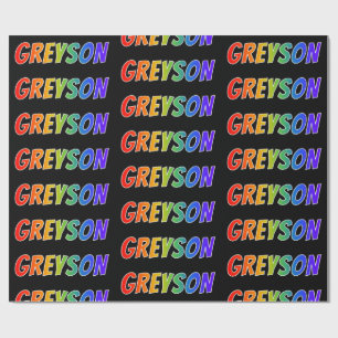 Rainbow First Name "GREYSON"; Fun & Colourful Wrapping Paper