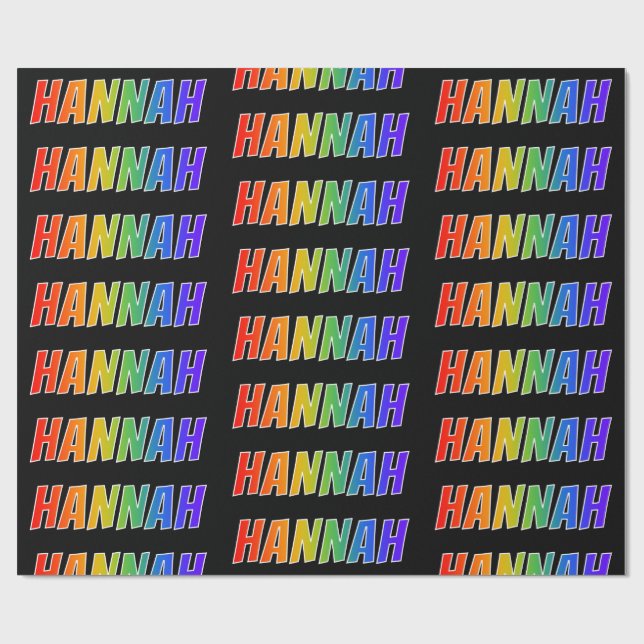 Rainbow First Name "HANNAH"; Fun & Colourful Wrapping Paper (Flat)