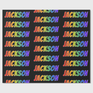 Rainbow First Name "JACKSON"; Fun & Colourful Wrapping Paper