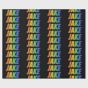 Rainbow First Name "JAKE"; Fun & Colourful Wrapping Paper