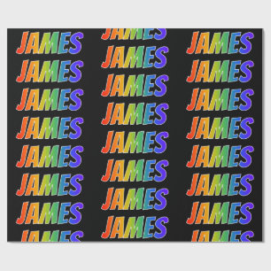 Rainbow First Name "JAMES"; Fun & Colourful Wrapping Paper