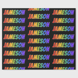 Rainbow First Name "JAMESON"; Fun & Colourful Wrapping Paper
