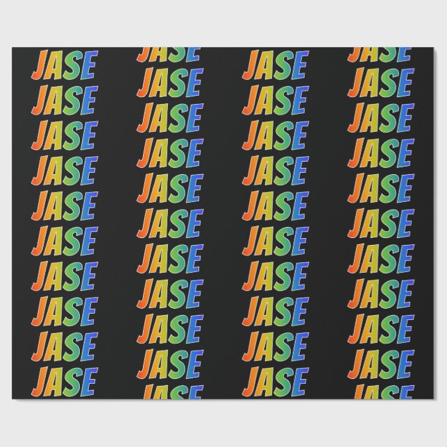 Rainbow First Name "JASE"; Fun & Colourful Wrapping Paper (Flat)