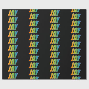 Rainbow First Name "JAY"; Fun & Colourful Wrapping Paper