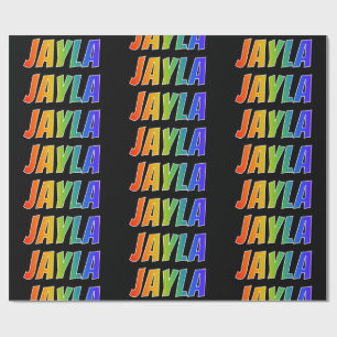 Rainbow First Name "JAYLA"; Fun & Colourful Wrapping Paper