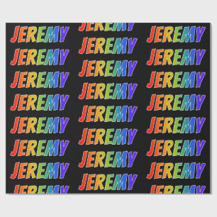 Rainbow First Name "JEREMY"; Fun & Colourful Wrapping Paper