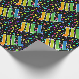 Rainbow First Name "JILL" + Stars Wrapping Paper