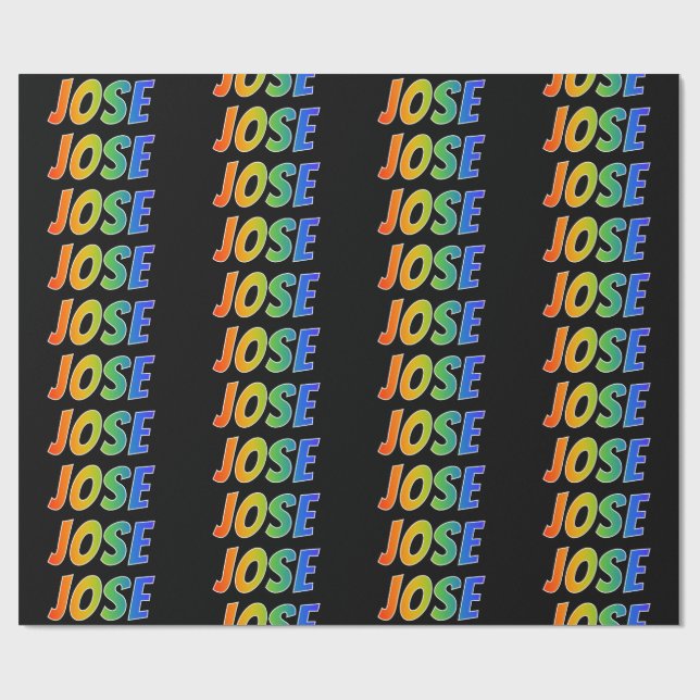 Rainbow First Name "JOSE"; Fun & Colourful Wrapping Paper (Flat)