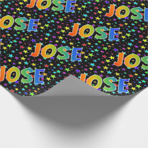 Rainbow First Name "JOSE" + Stars Wrapping Paper