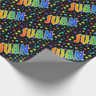 Rainbow First Name "JUAN" + Stars Wrapping Paper