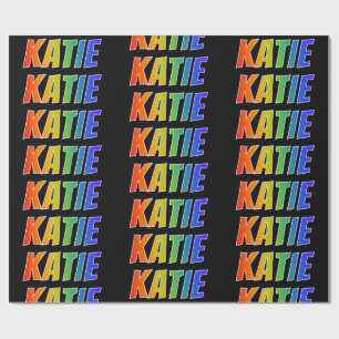 Rainbow First Name "KATIE"; Fun & Colourful Wrapping Paper