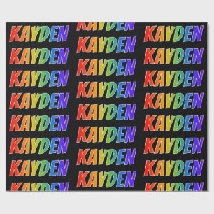 Rainbow First Name "KAYDEN"; Fun & Colourful Wrapping Paper
